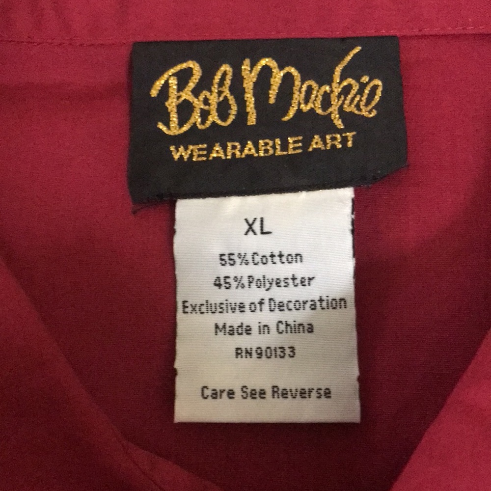 NEW Bob Mackie Sequin Cranberry Long Blouse…XL - Picture 4 of 5